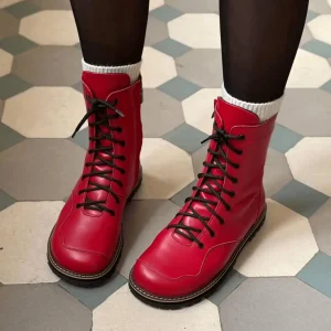 Pastel Leather Combat Boots Women Handmade Two Tone