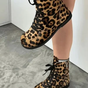 Pastel Leather Combat Boots Women Handmade Two Tone